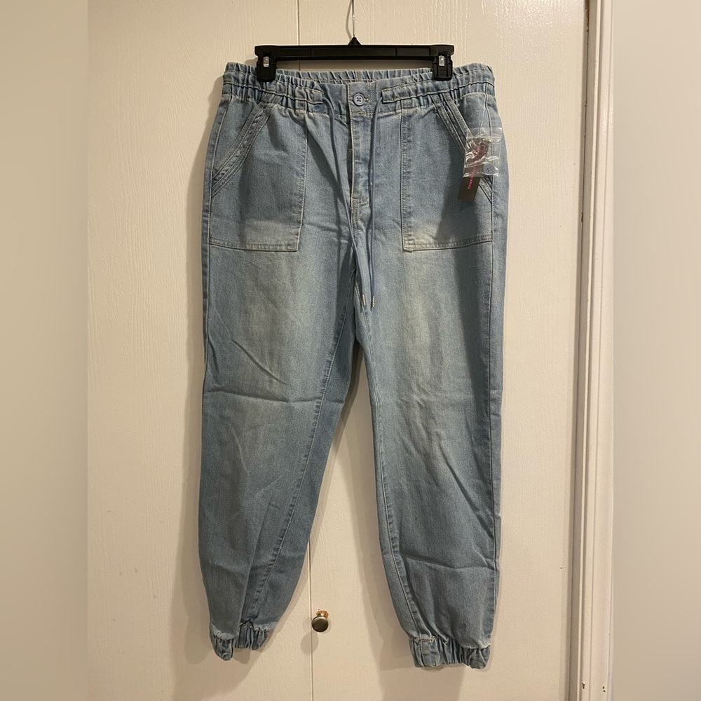 High waist drawstring jogger jeans